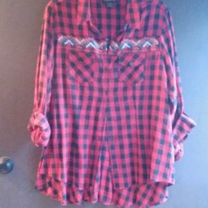 Beautifly detailed flannel shirt